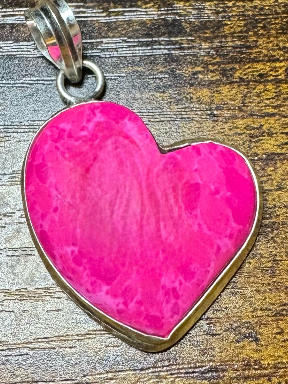 Sterling Silver Pink Turquoise Heart Pendant Necklace